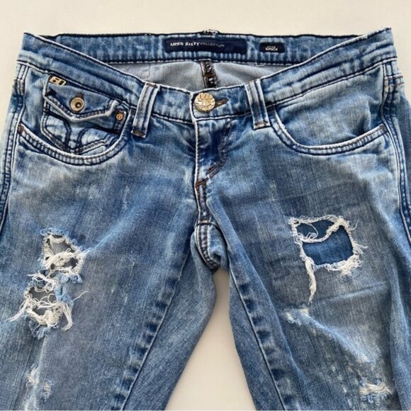 Miss Sixty jeans Style Shock ripped destroyed denim low rise slim straight 28 - Picture 10 of 12